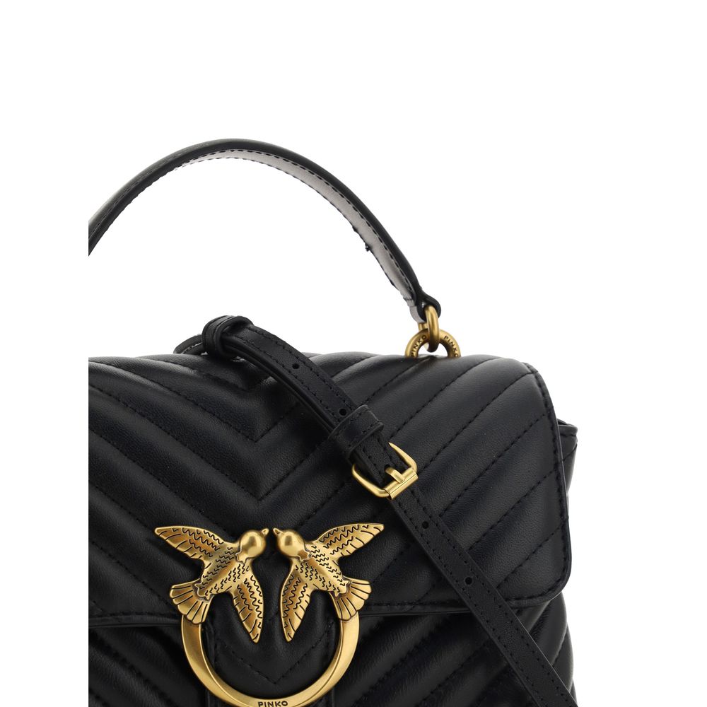 PINKO Schwarze Kalbsleder Bos Taurus Handtasche