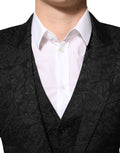 Dolce & Gabbana Schwarzer 3-teiliger Brokat-Jacquard-Anzug MARTINI