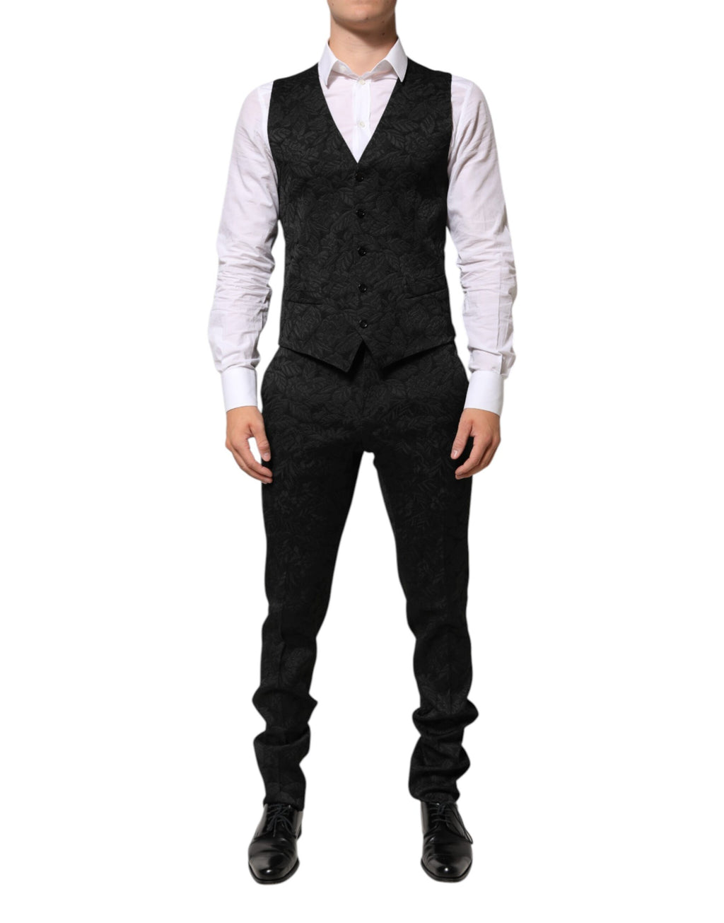 Dolce & Gabbana Black 3-piece Brocade Jacquard MARTINI Suit