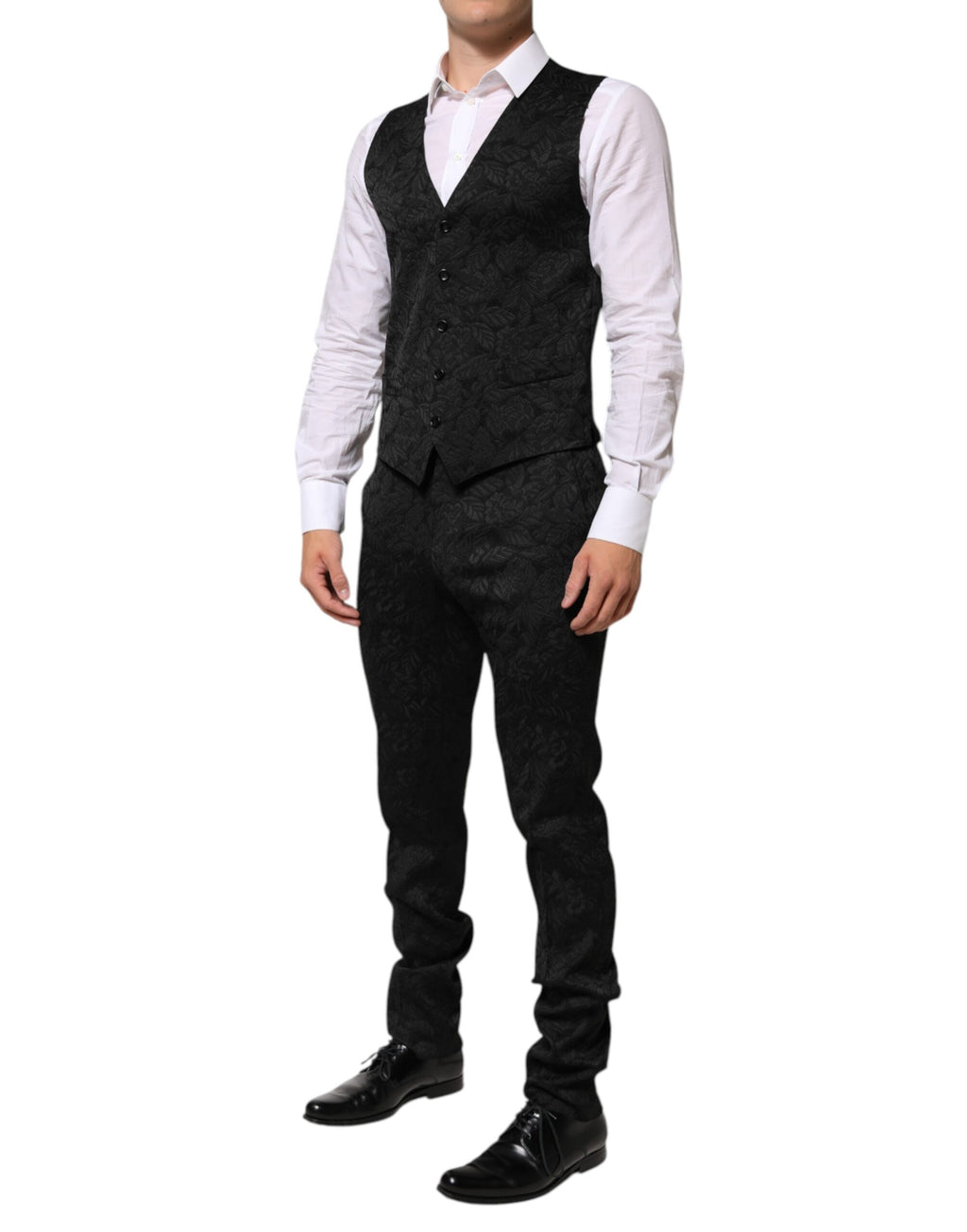 Dolce & Gabbana Black 3-piece Brocade Jacquard MARTINI Suit