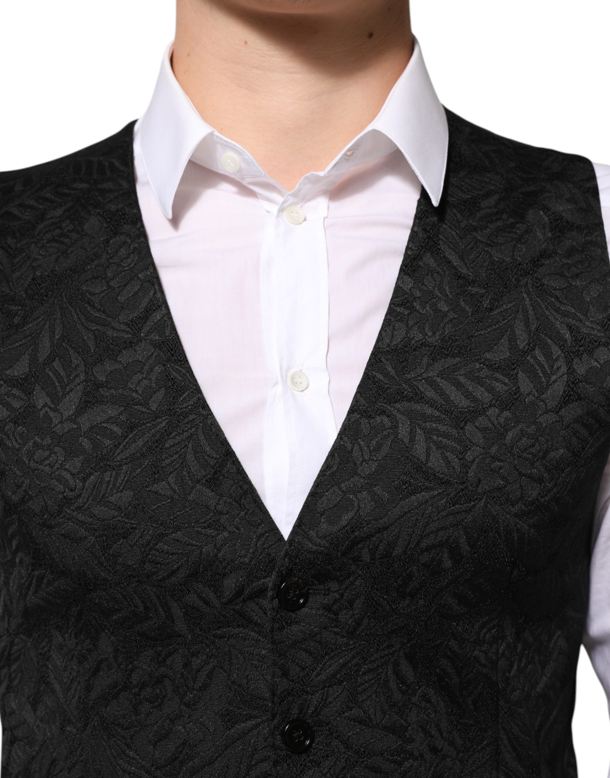 Dolce & Gabbana Schwarzer 3-teiliger Brokat-Jacquard-Anzug MARTINI