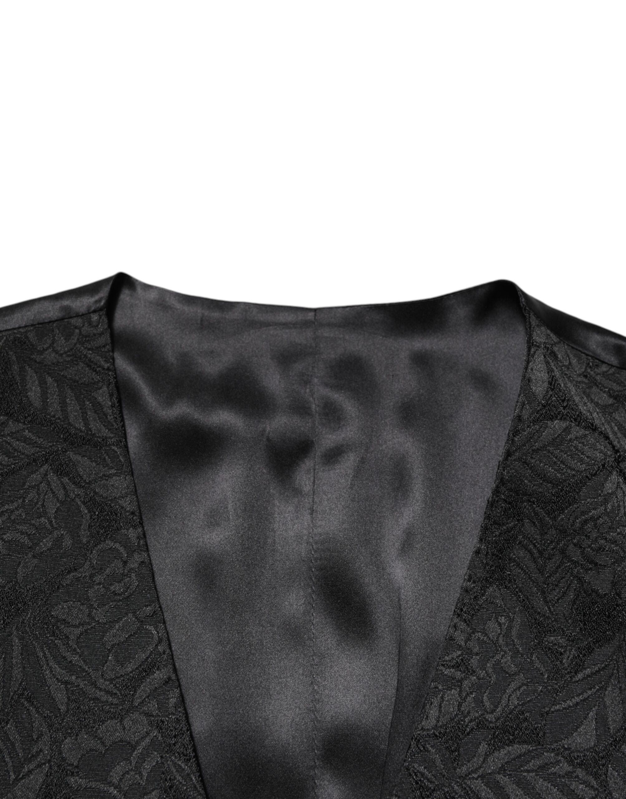 Dolce & Gabbana Schwarzer 3-teiliger Brokat-Jacquard-Anzug MARTINI