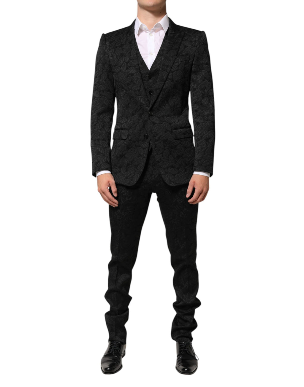 Dolce & Gabbana Black 3-piece Brocade Jacquard MARTINI Suit