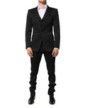 Dolce & Gabbana Black 3-piece Brocade Jacquard MARTINI Suit