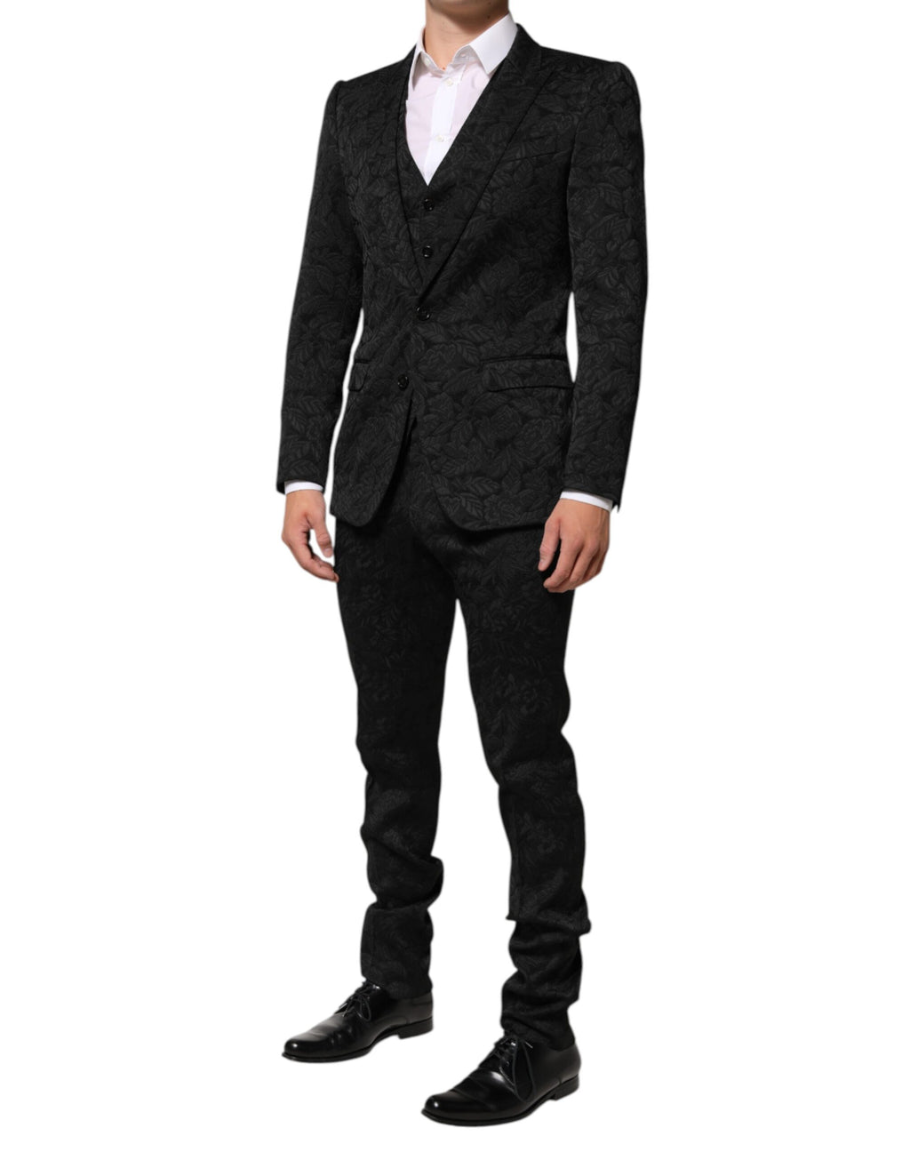 Dolce & Gabbana Black 3-piece Brocade Jacquard MARTINI Suit