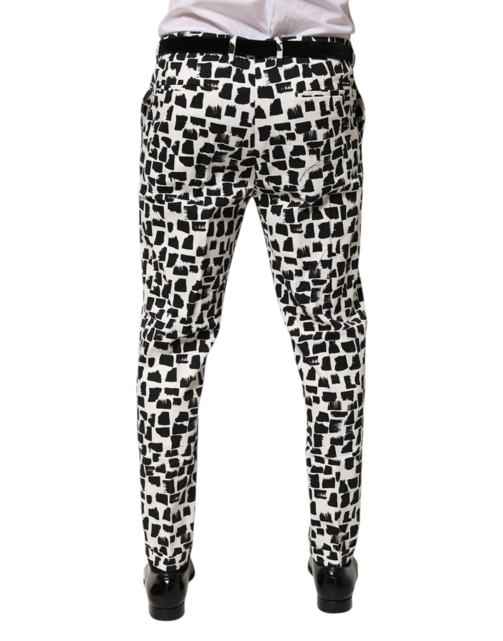 Dolce & Gabbana Black and White Abstract Print Cotton Blend Trousers