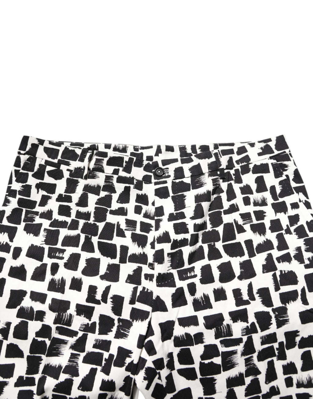 Dolce & Gabbana Black and White Abstract Print Cotton Blend Trousers