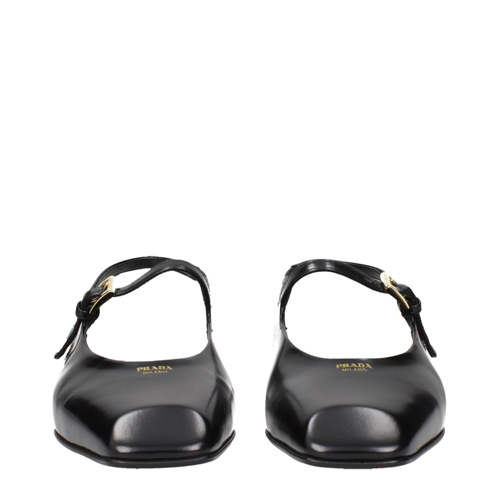 Prada Schwarze flache Sandalen aus Leder