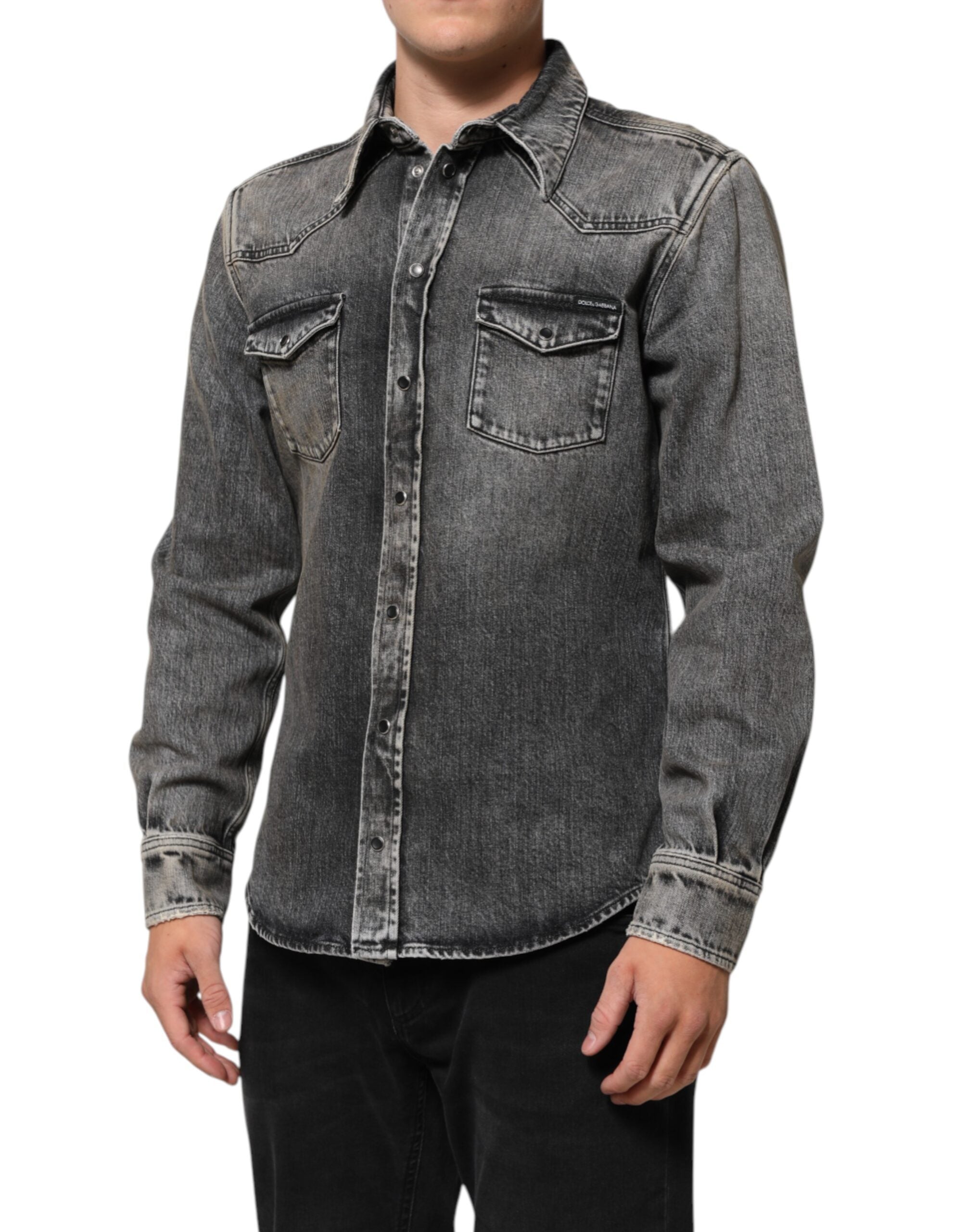 Dolce & Gabbana Washed Cotton Long-Sleeve Casual Shirt