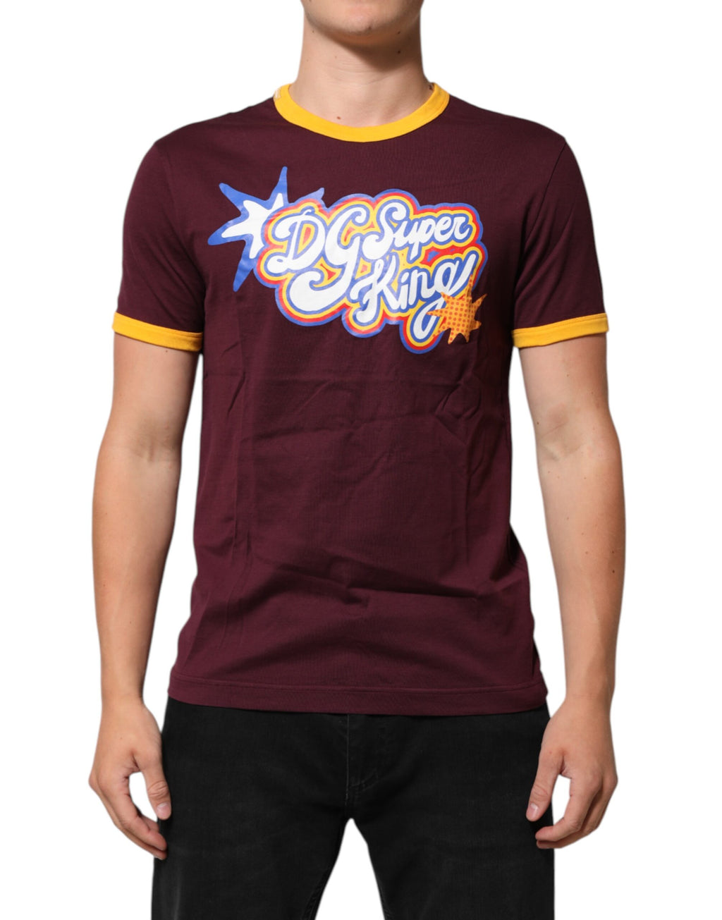 Dolce & Gabbana Burgundy DG Super King Logo Cotton T-Shirt
