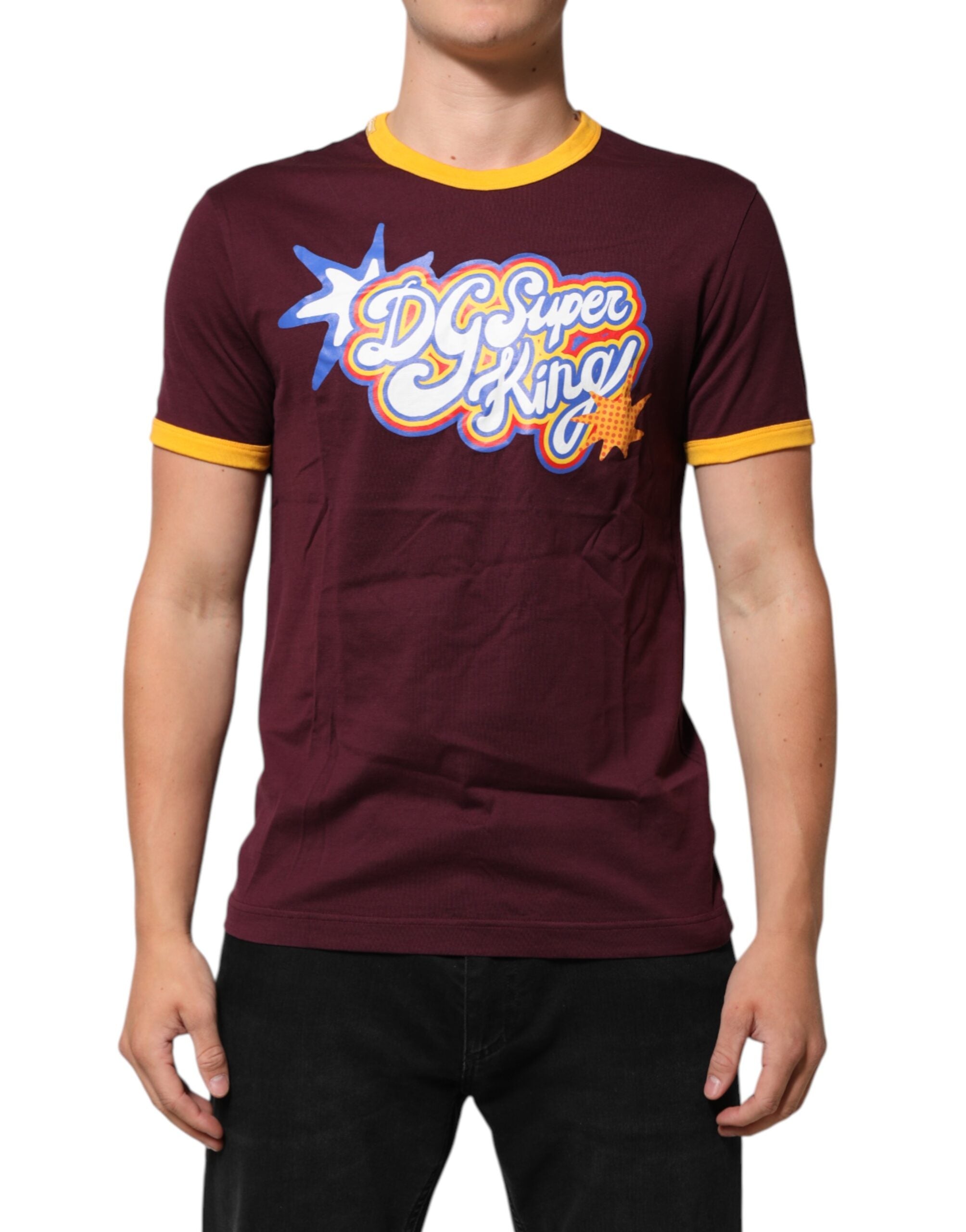 Dolce & Gabbana Burgundy DG Super King Logo Cotton T-Shirt