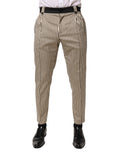 Dolce & Gabbana Beige Black Striped Slim Fit Cotton Trousers