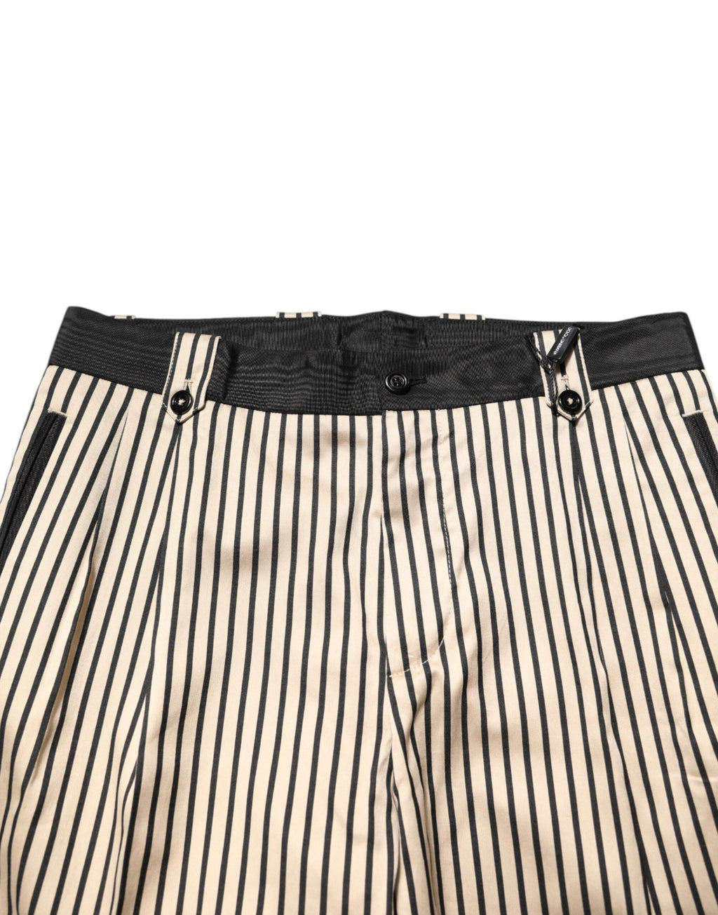 Dolce & Gabbana Beige Black Striped Slim Fit Cotton Trousers