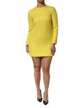 Dolce & Gabbana Yellow Viscose Acetate Long-Sleeved Mini Dress