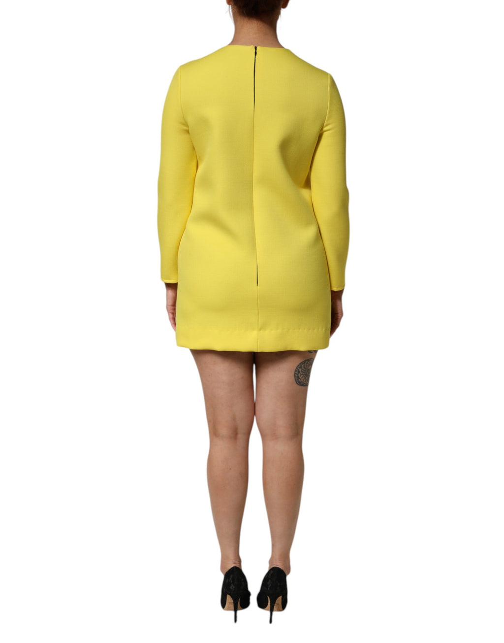 Dolce & Gabbana Yellow Viscose Acetate Long-Sleeved Mini Dress