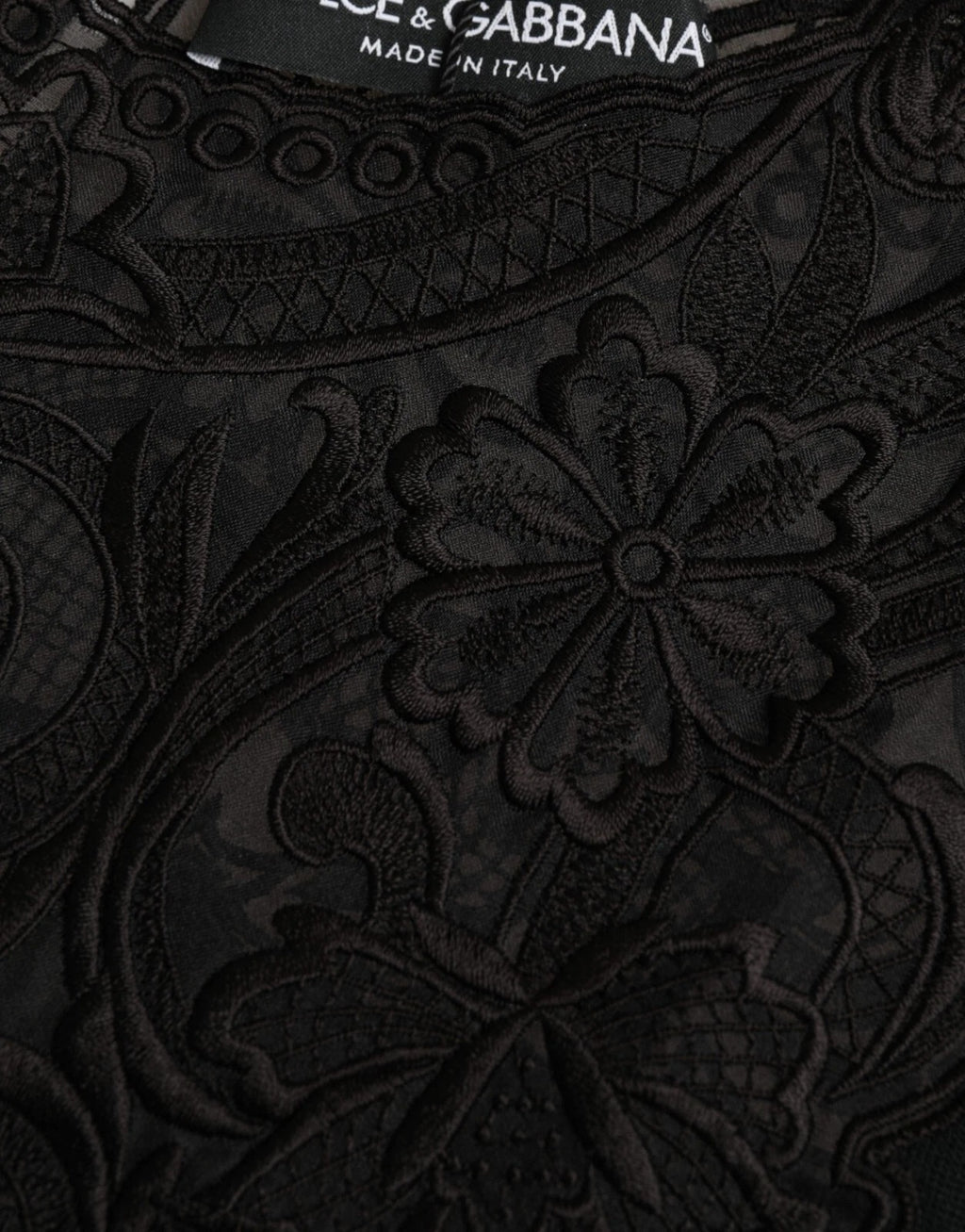 Dolce & Gabbana Schwarzes Seidenblusentop mit Spitzenbesatz und langen Ärmeln