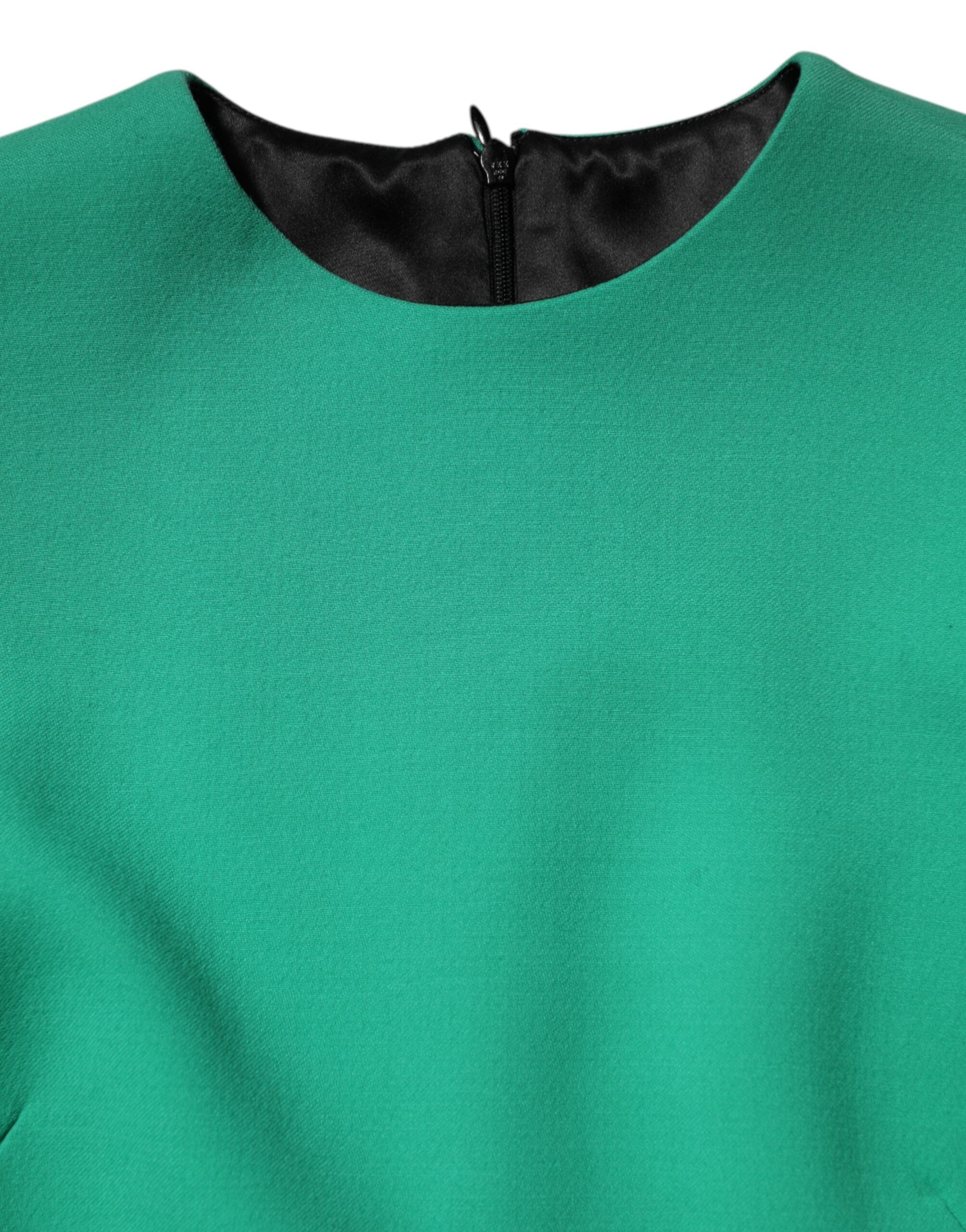 Dolce & Gabbana Green Long-Sleeved Viscose-Acetate Mini Dress