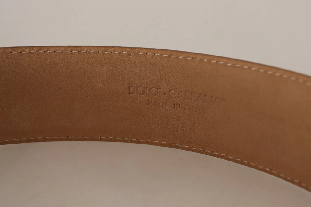 Costume National Brown Leather Belt with Oval Metal Buckle