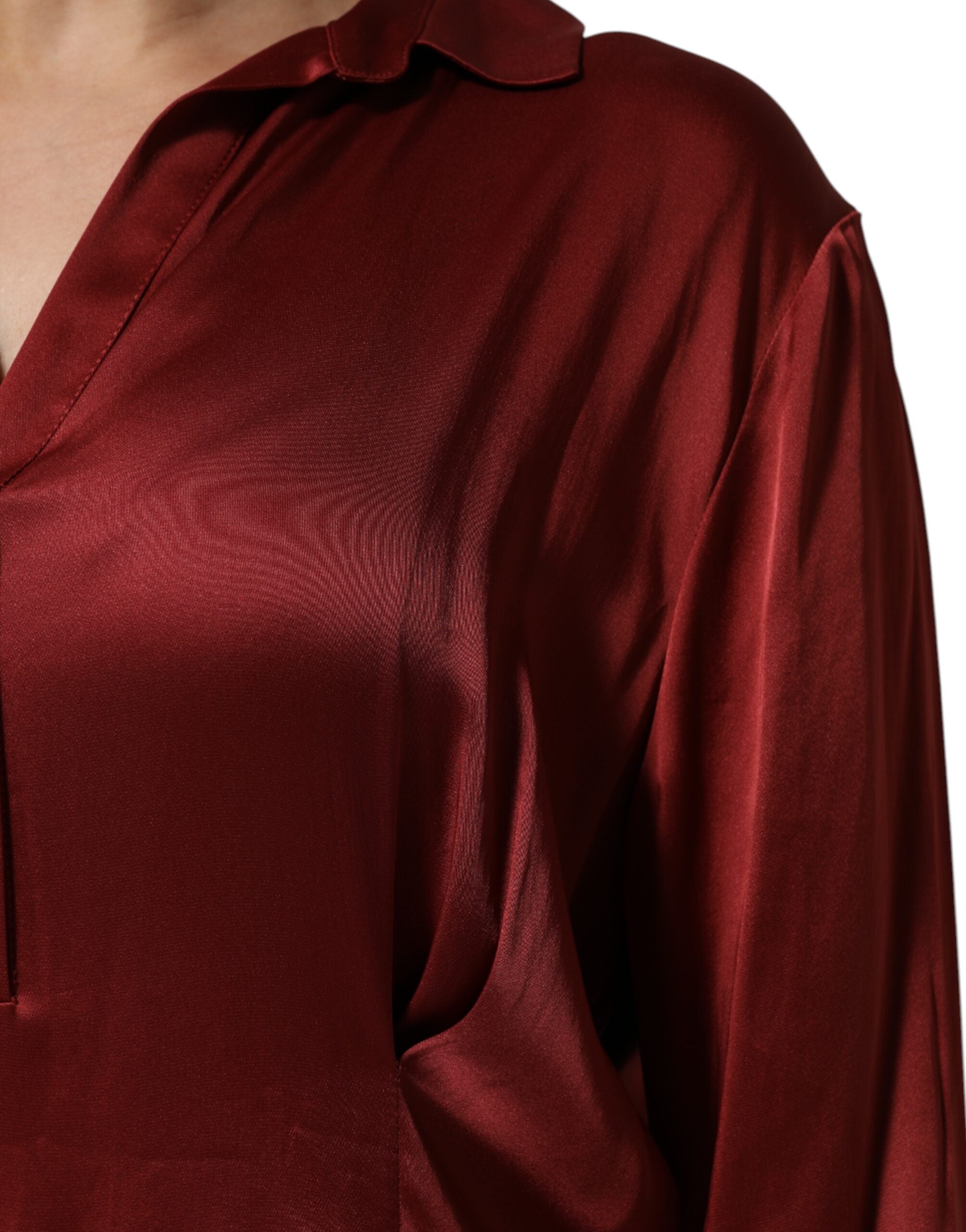 Fabiana Filippi Burgunderfarbenes langes Kleid aus Acetat und Viskose-Satin