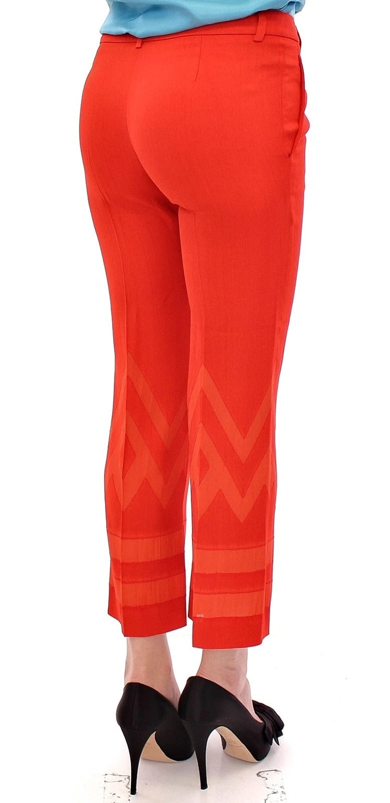 Versace Collection Red Pants Cropped 3/4 Shorts Nude Capris