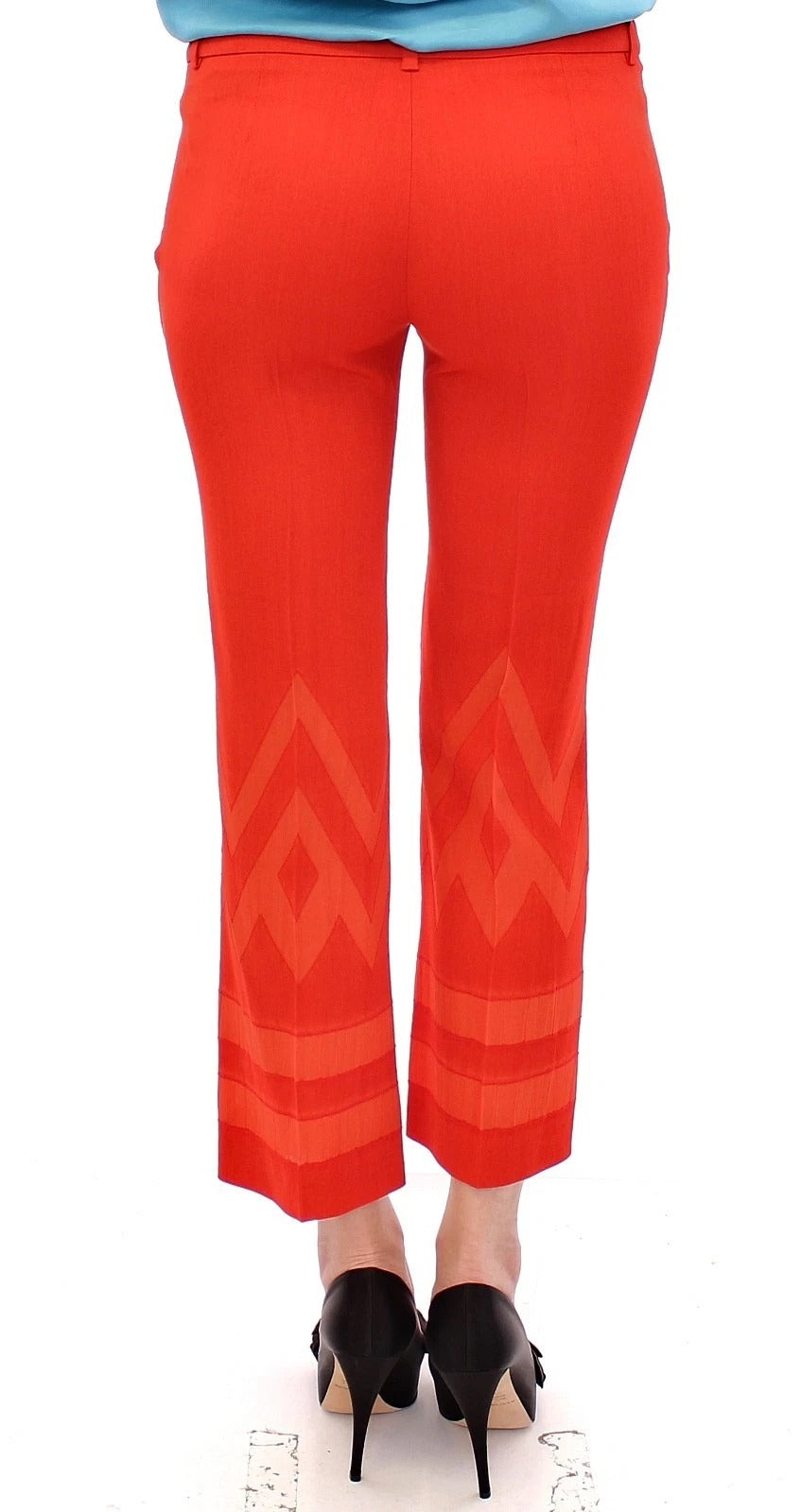 Versace Collection Red Pants Cropped 3/4 Shorts Nude Capris