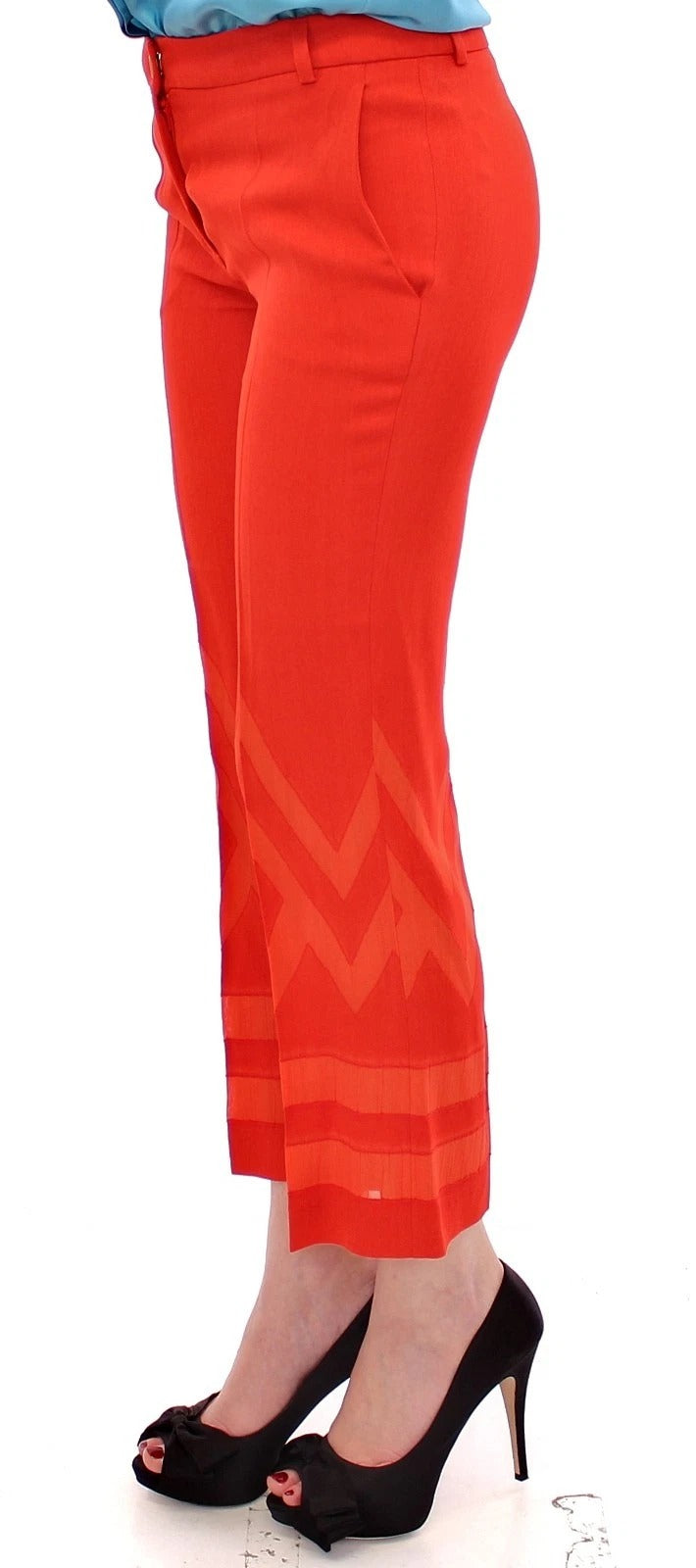 Versace Collection Red Pants Cropped 3/4 Shorts Nude Capris