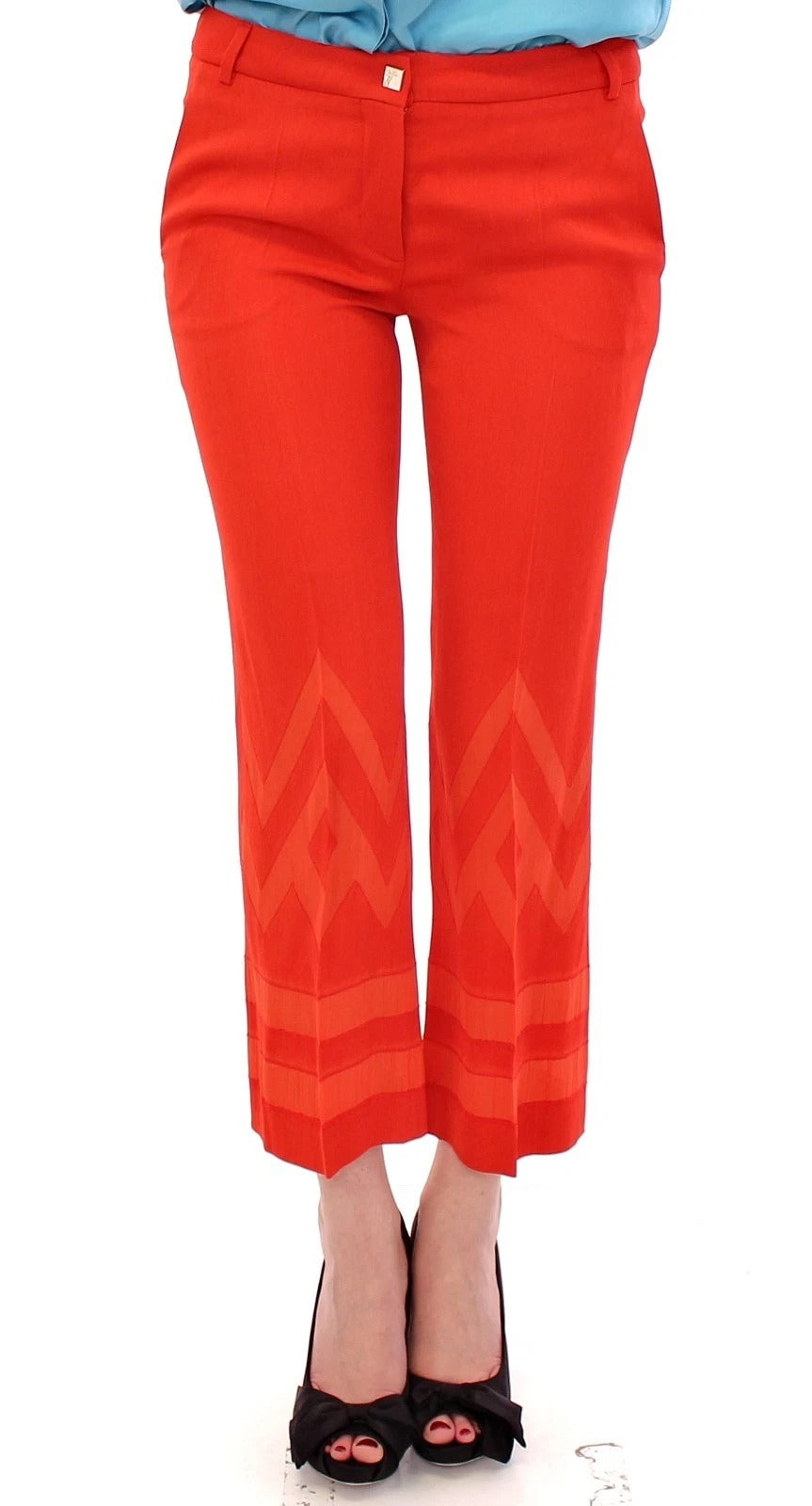 Versace Collection Red Pants Cropped 3/4 Shorts Nude Capris