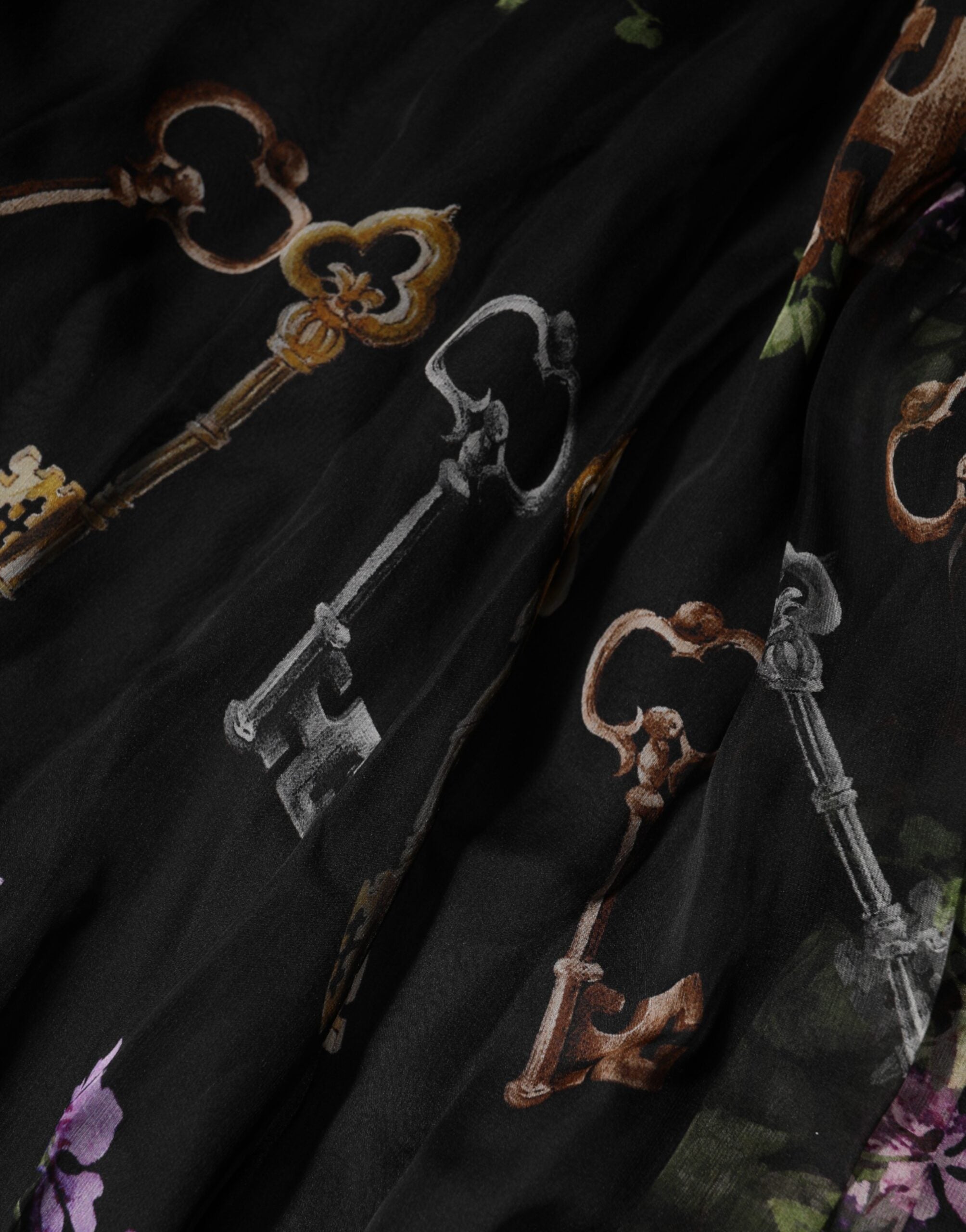 Dolce & Gabbana Black Floral Crystal Embellished Strapless Dress