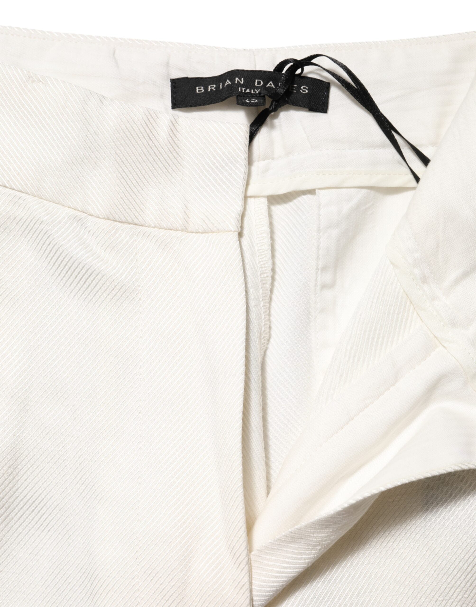 Brian Dales White Viscose Linen Wide Leg Palazzo Trousers for Women