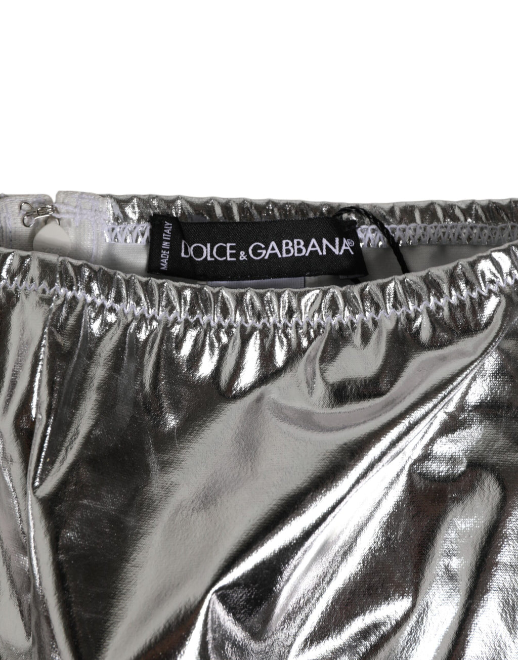 Dolce & Gabbana Silver Metallic High Waist Bikini Bottom Women's Underwear