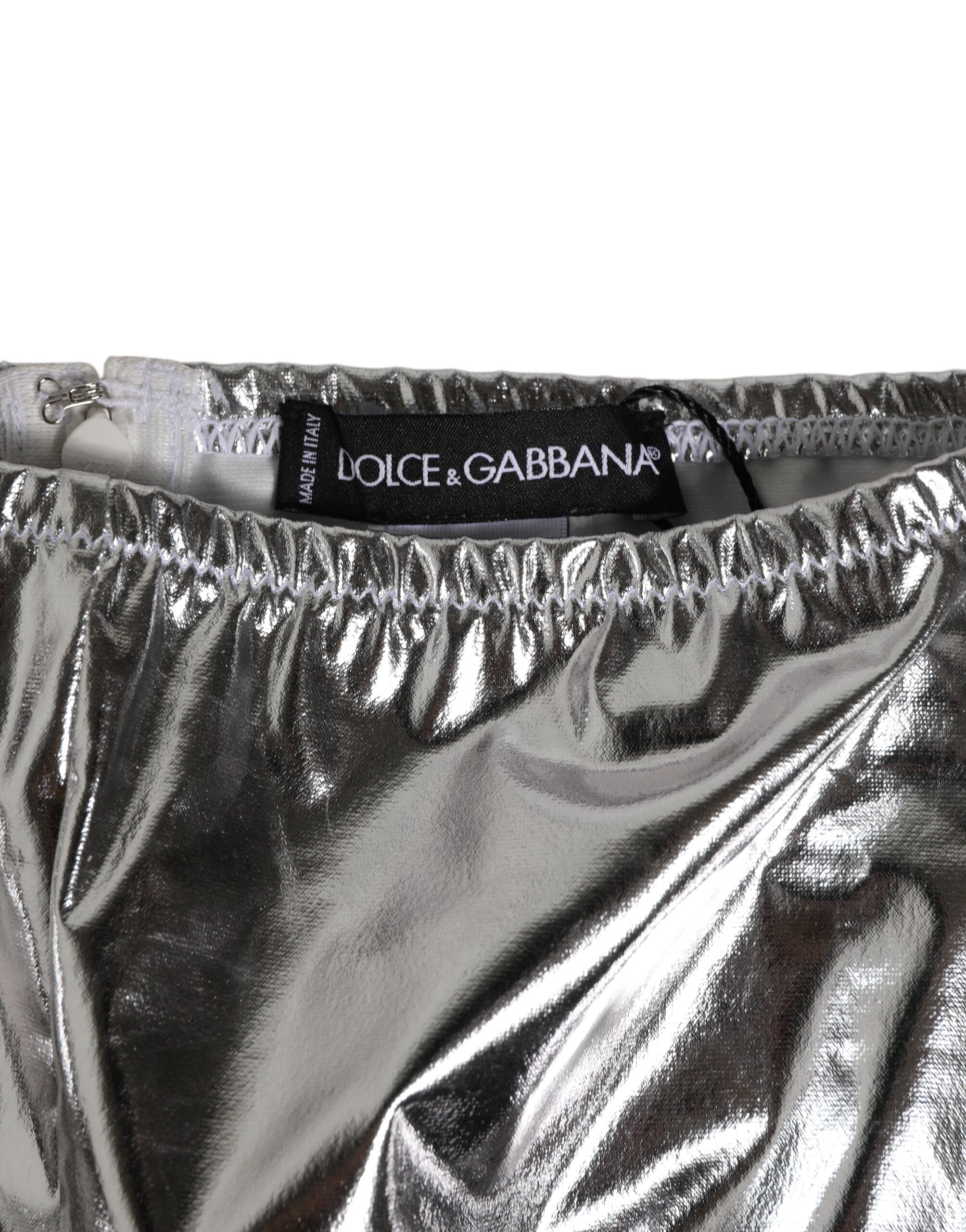Dolce & Gabbana Silver Metallic High Waist Bikini Bottom Women's Underwear