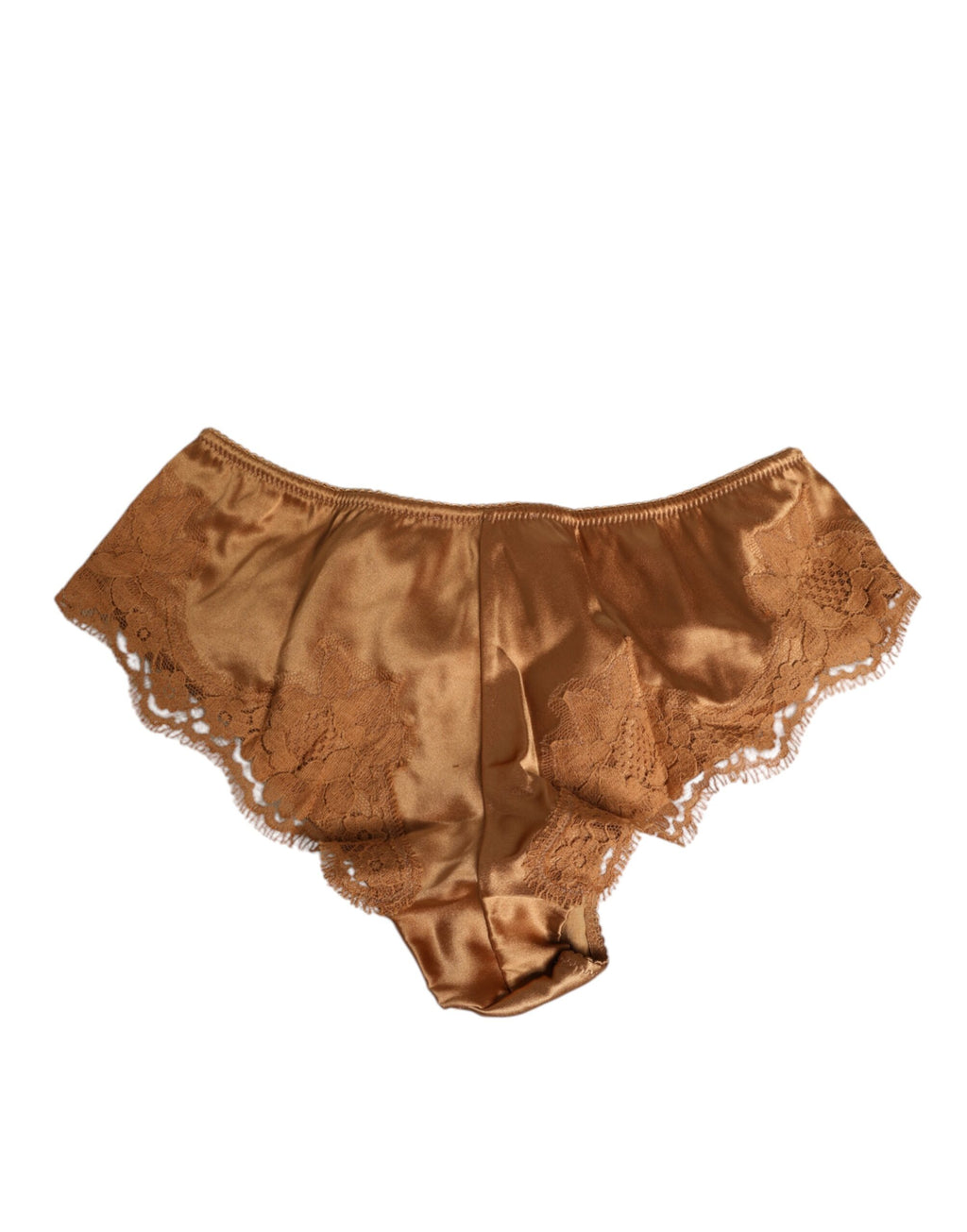 Dolce & Gabbana Brown Lace Silk Satin Slip Underwear