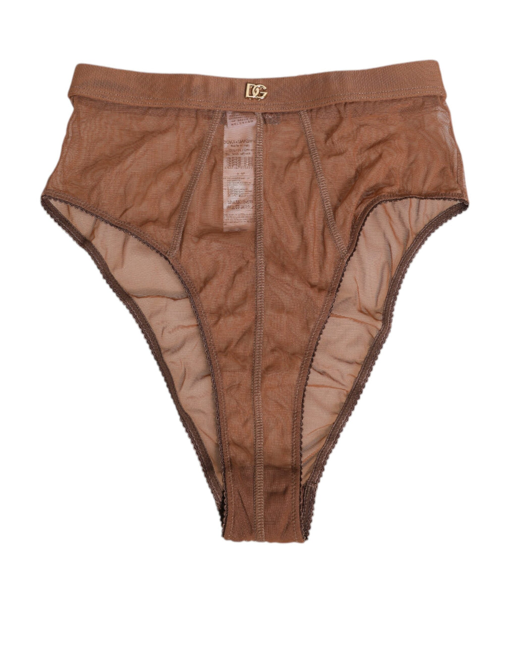 Dolce & Gabbana Brown Sheer Mesh High-Waist Briefs Underwear