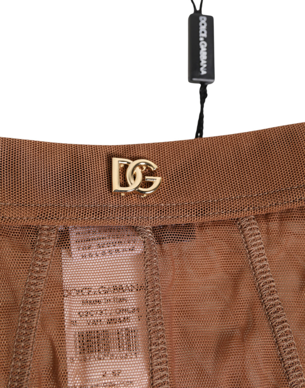 Dolce & Gabbana Brown Sheer Mesh High-Waist Briefs Underwear