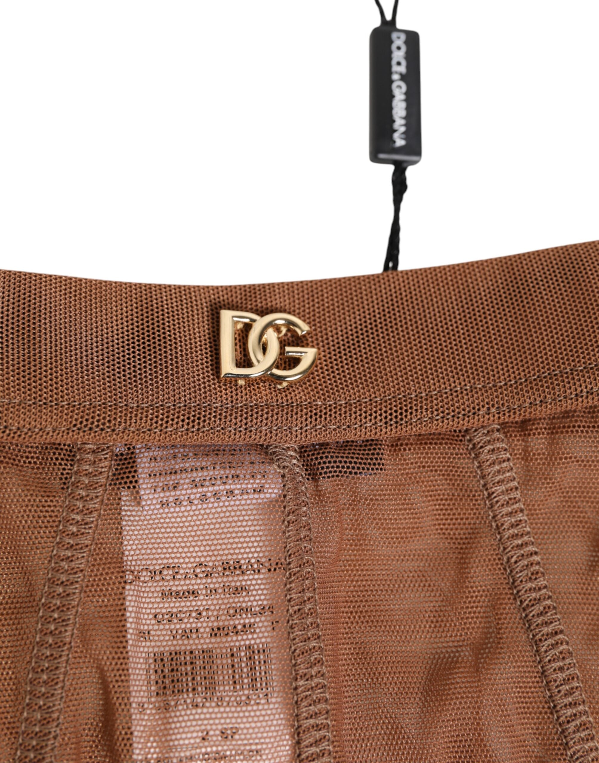 Dolce & Gabbana Brown Sheer Mesh High-Waist Briefs Underwear