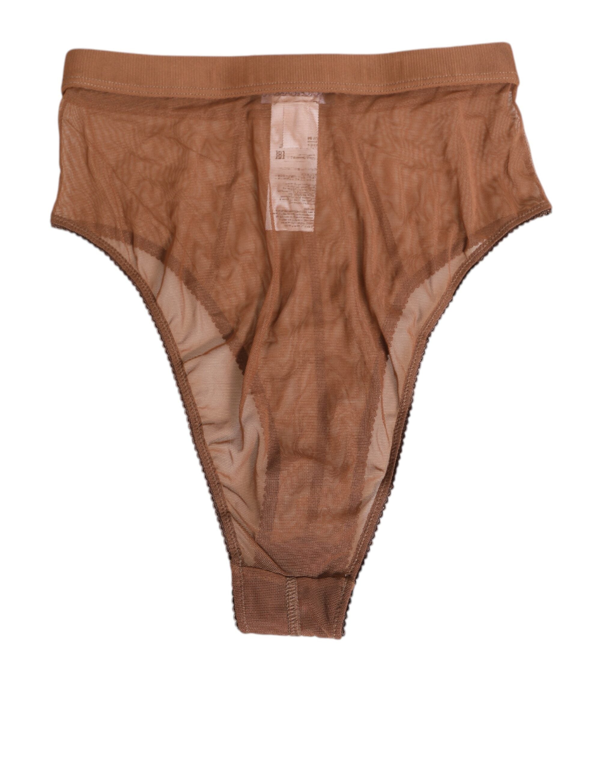 Dolce & Gabbana Brown Sheer Mesh High-Waist Briefs Underwear