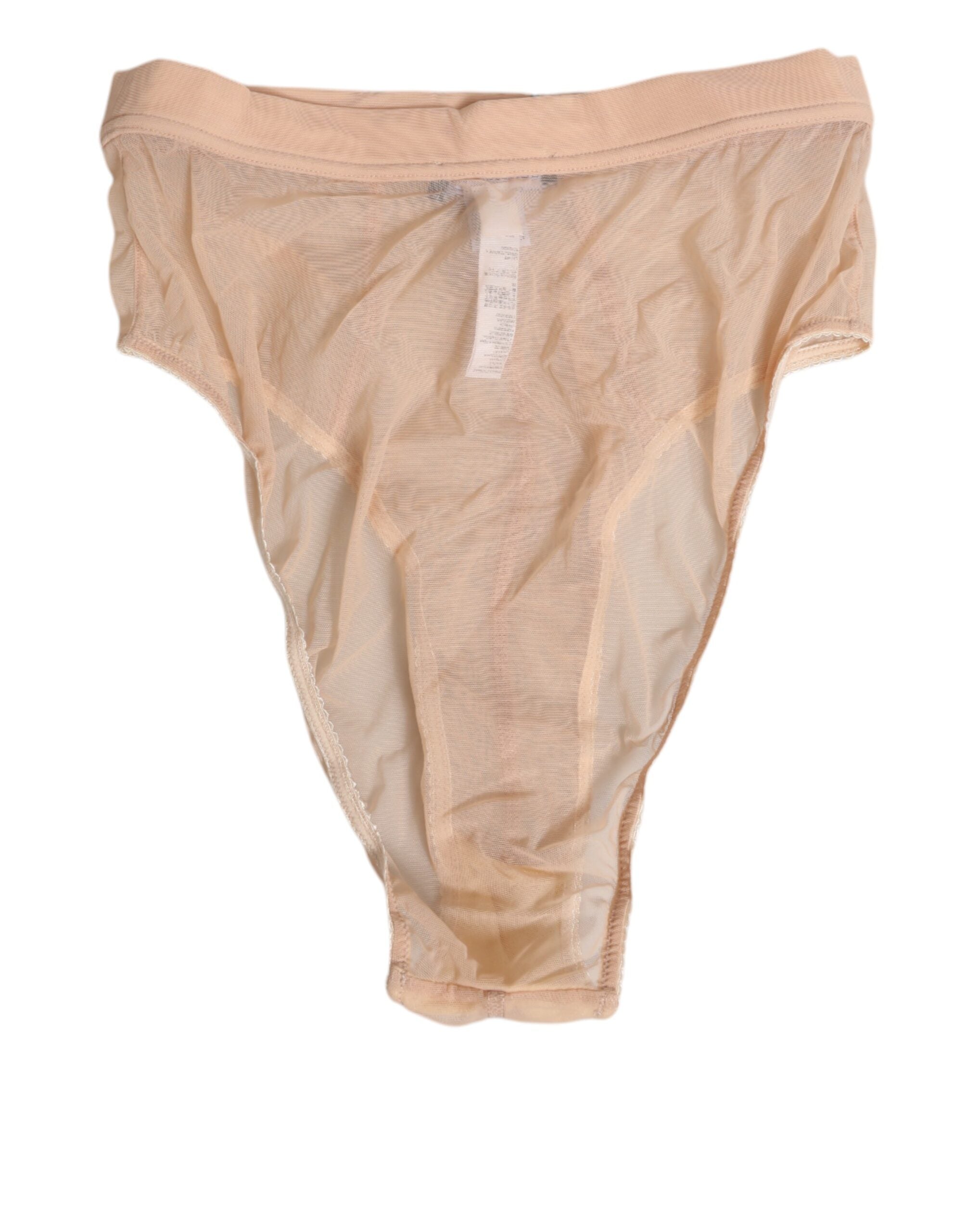 Dolce & Gabbana Beige Durchsichtiges Netz Höschen mit hoher Taille Unterwäsche