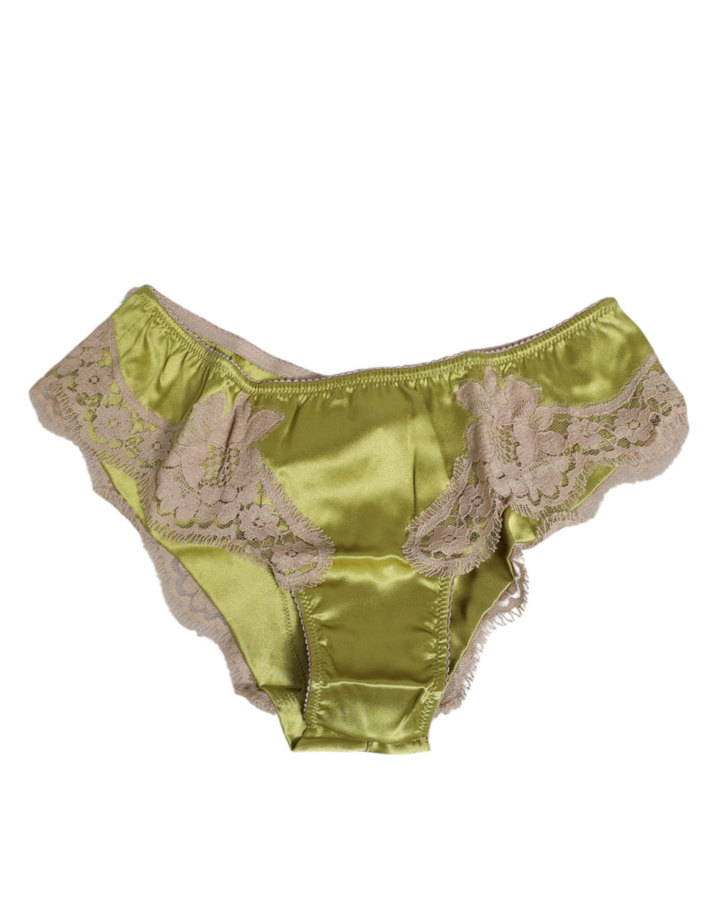 Dolce & Gabbana Green Silk Satin Lace Trim New Slip Lingerie
