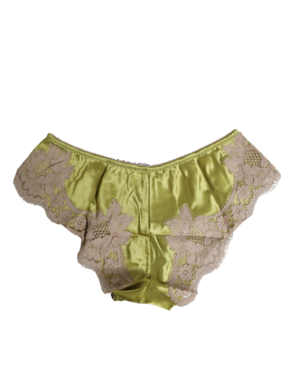 Dolce & Gabbana Green Silk Satin Lace Trim New Slip Lingerie