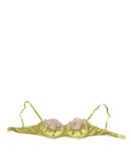 Dolce & Gabbana Lime Green Silk-Satin Lace Padded Balconette Underwear
