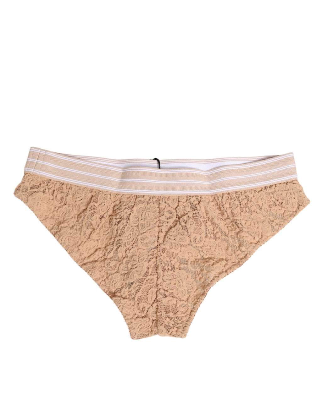 Dolce & Gabbana Beige Lace Brazilian Brief Logo Waistband Underwear
