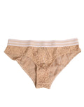 Dolce & Gabbana Beige Lace Brazilian Brief Logo Waistband Underwear