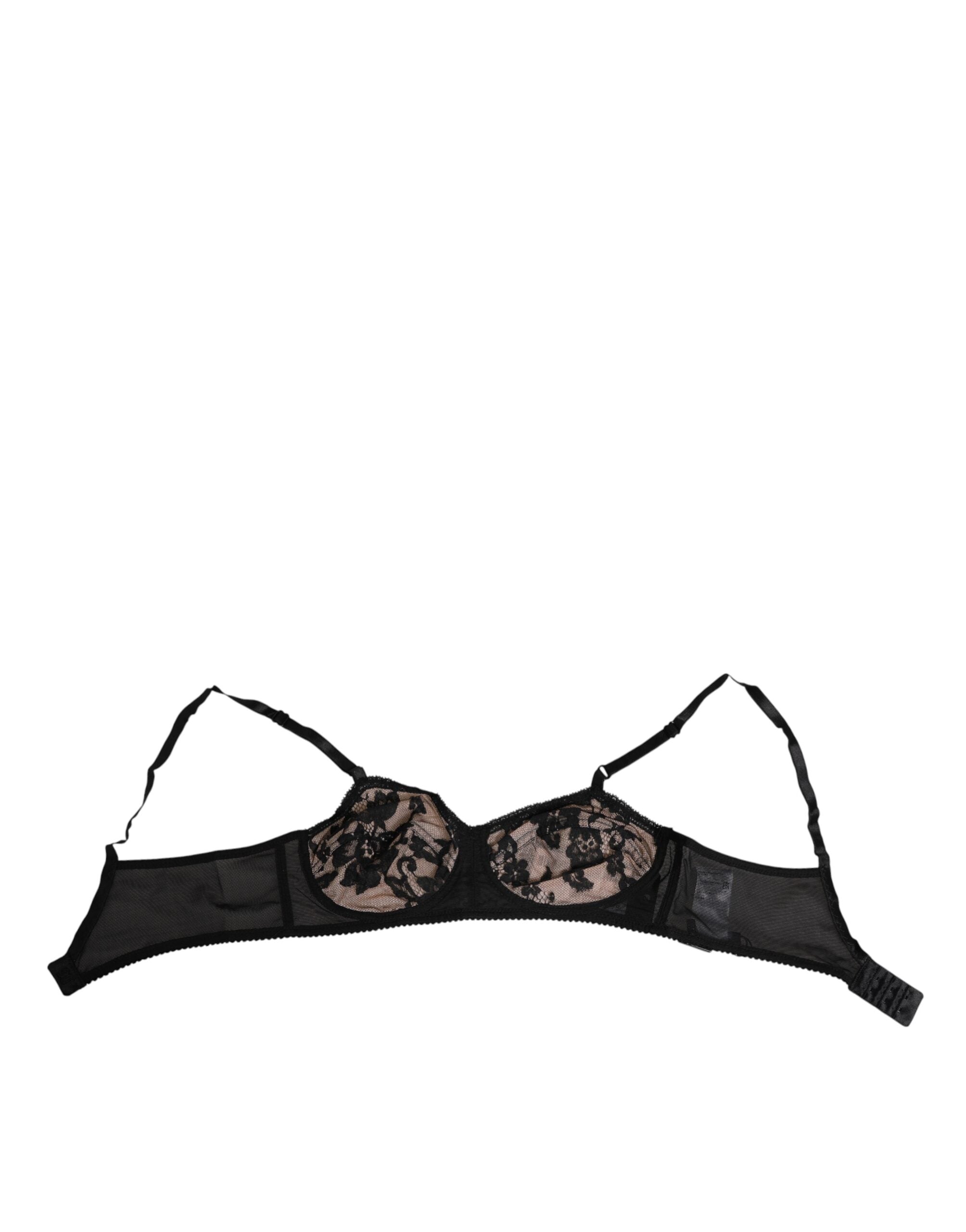 Dolce & Gabbana Black Nude Floral Lace Bra Underwear