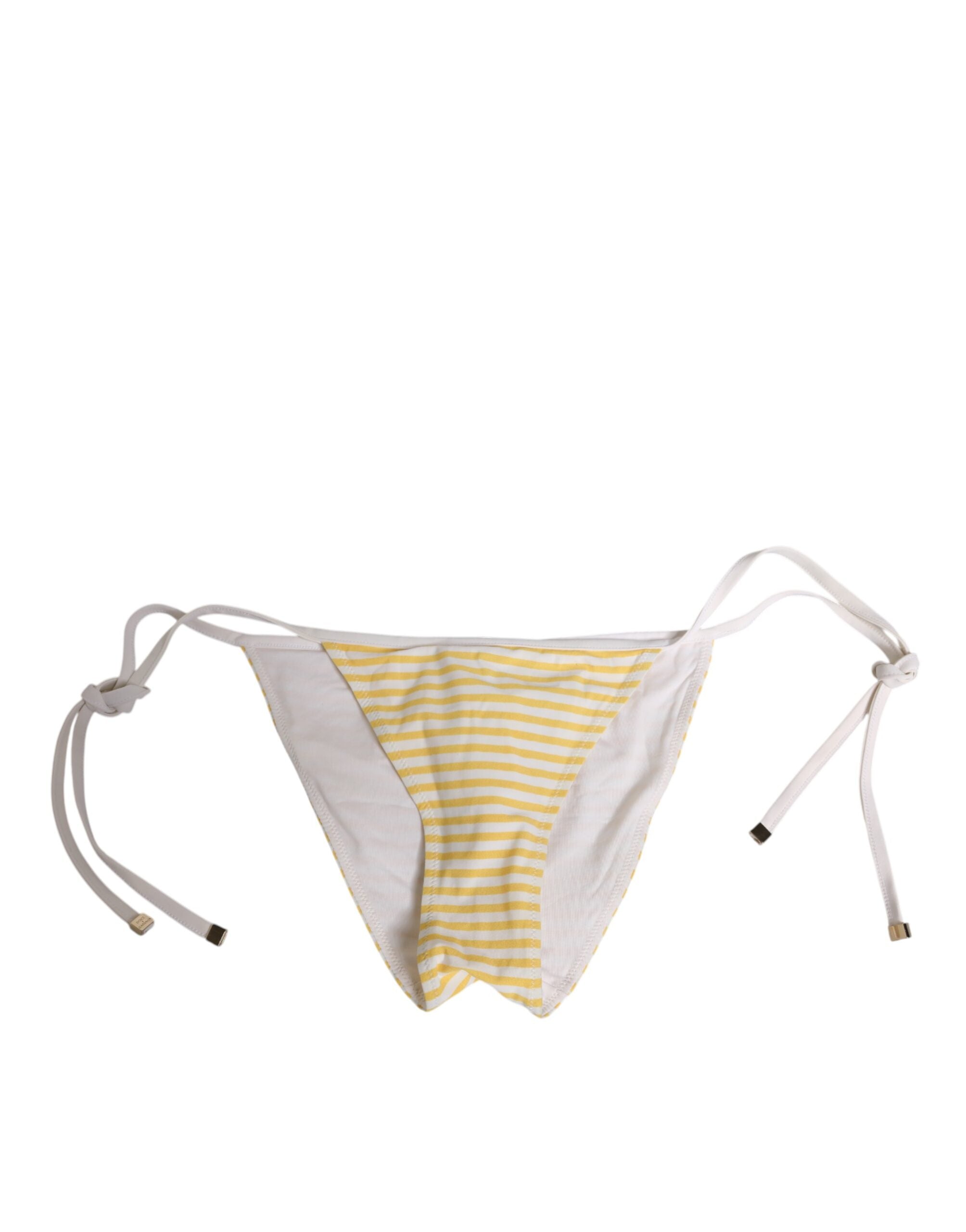 Dolce & Gabbana White Yellow Striped Tie Side Logo Underwear