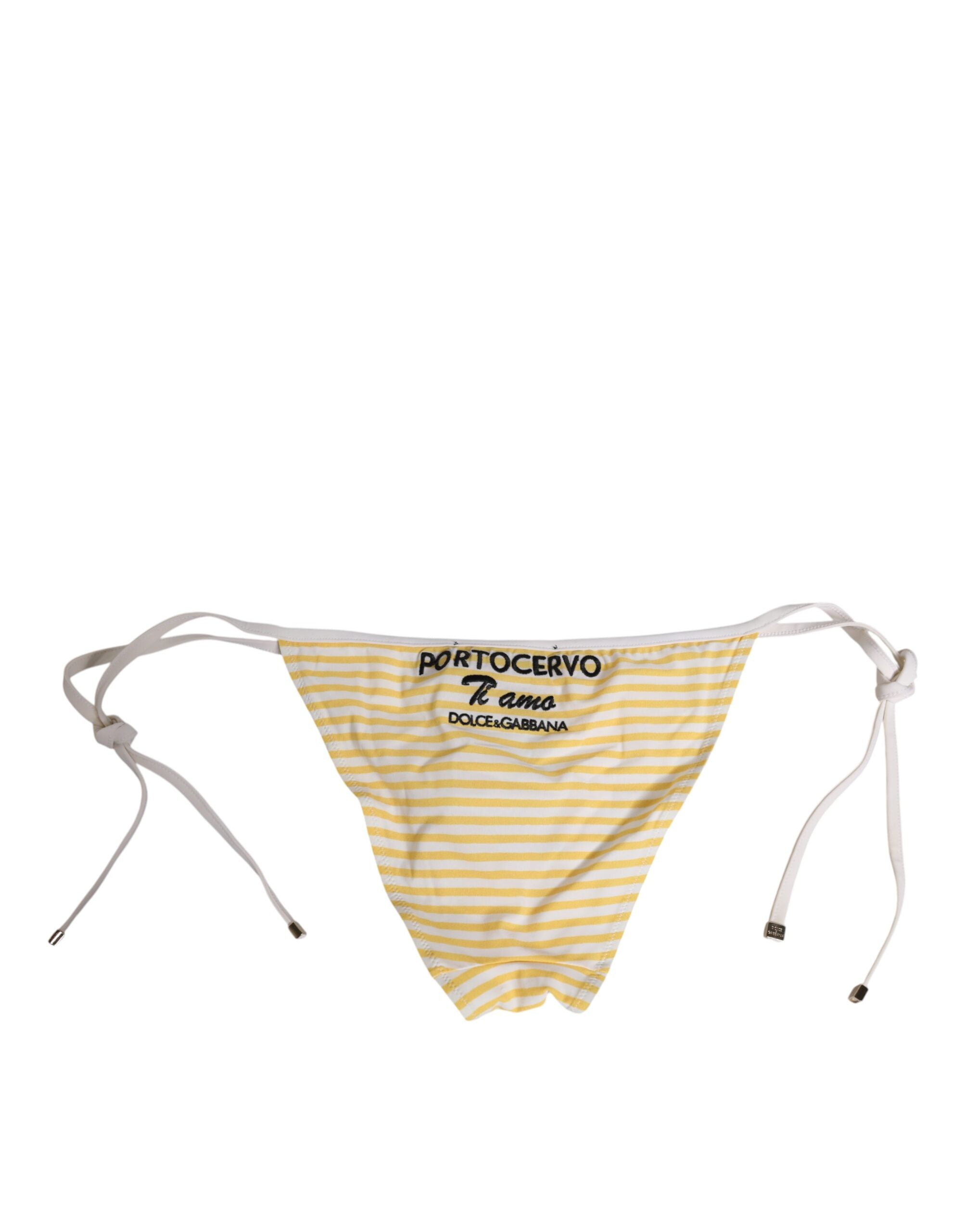 Dolce & Gabbana White Yellow Striped Tie Side Logo Underwear