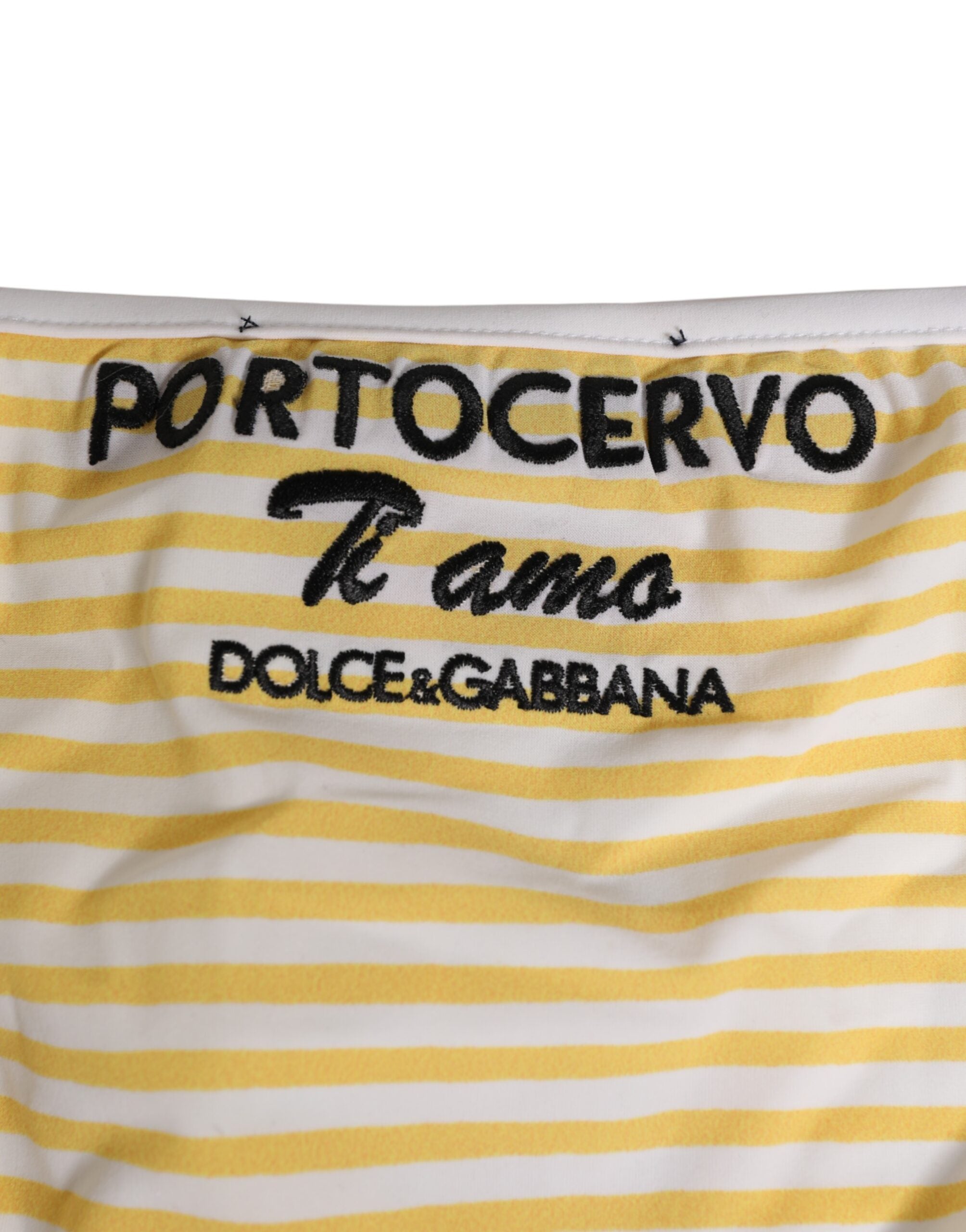 Dolce & Gabbana White Yellow Striped Tie Side Logo Underwear