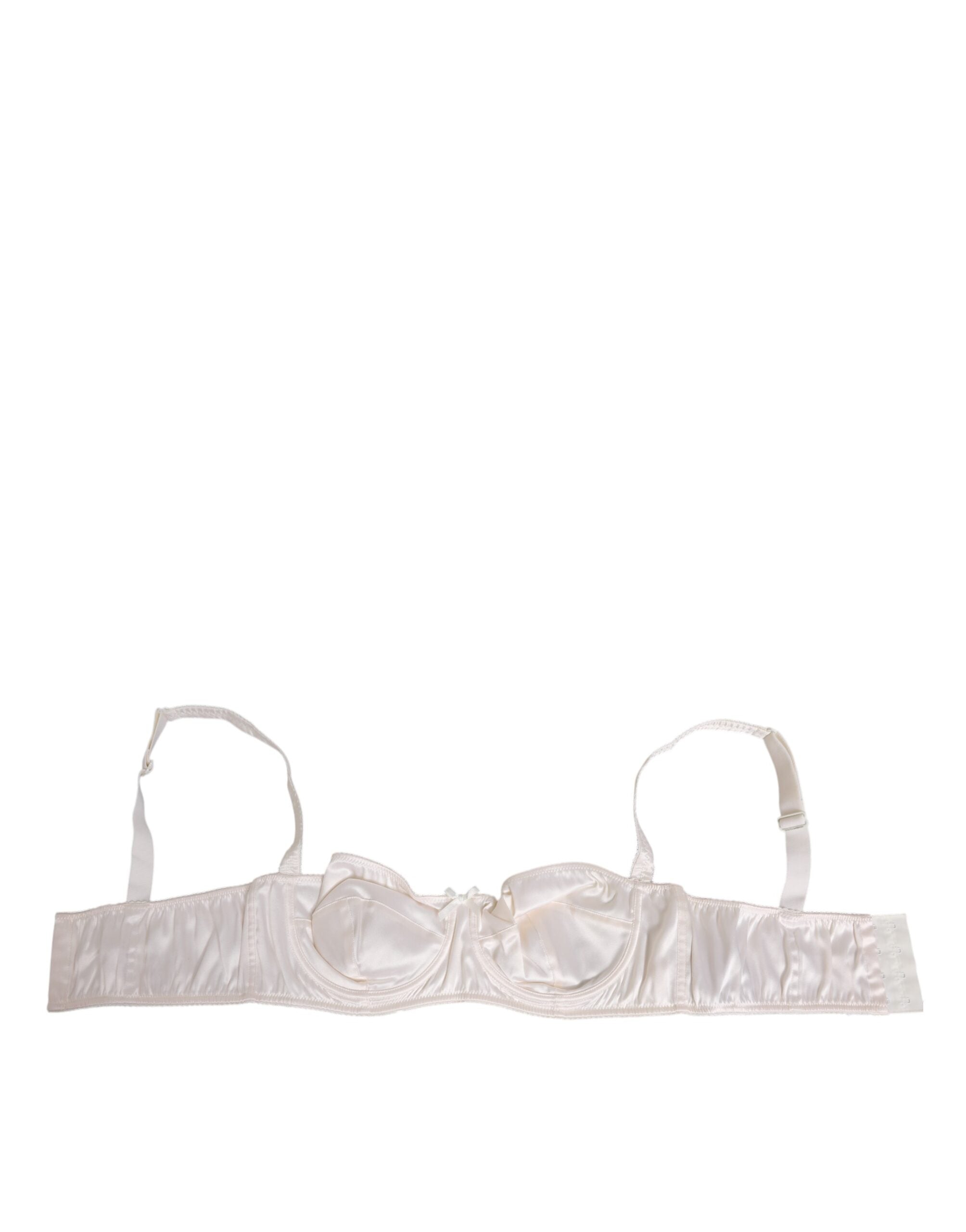 Dolce & Gabbana White Silk Satin Balconette Lingerie Bra Underwear