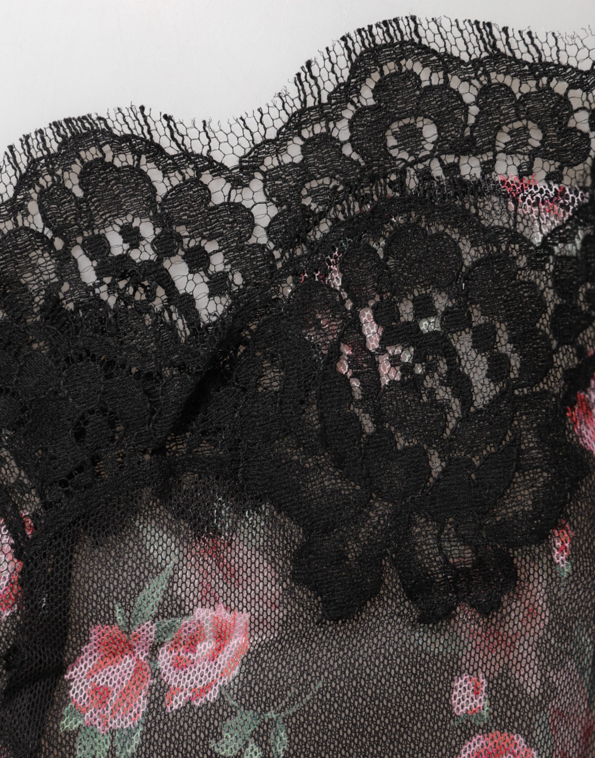 Dolce & Gabbana Schwarz Rosa Floral Spitze Mesh Lingeri Unterwäsche