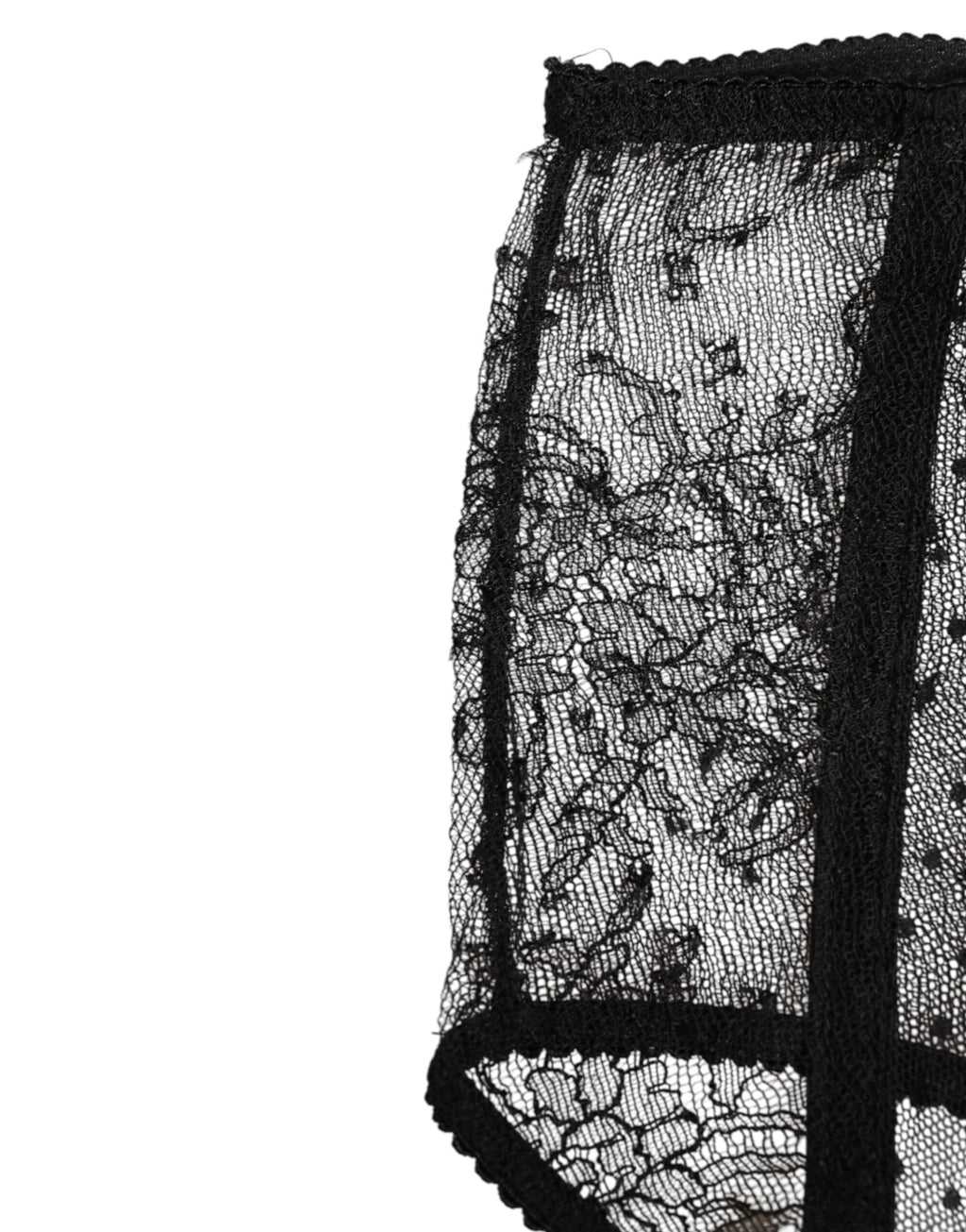 Dolce & Gabbana Black Transparent Polka Dot High-Waisted Lace Underwear