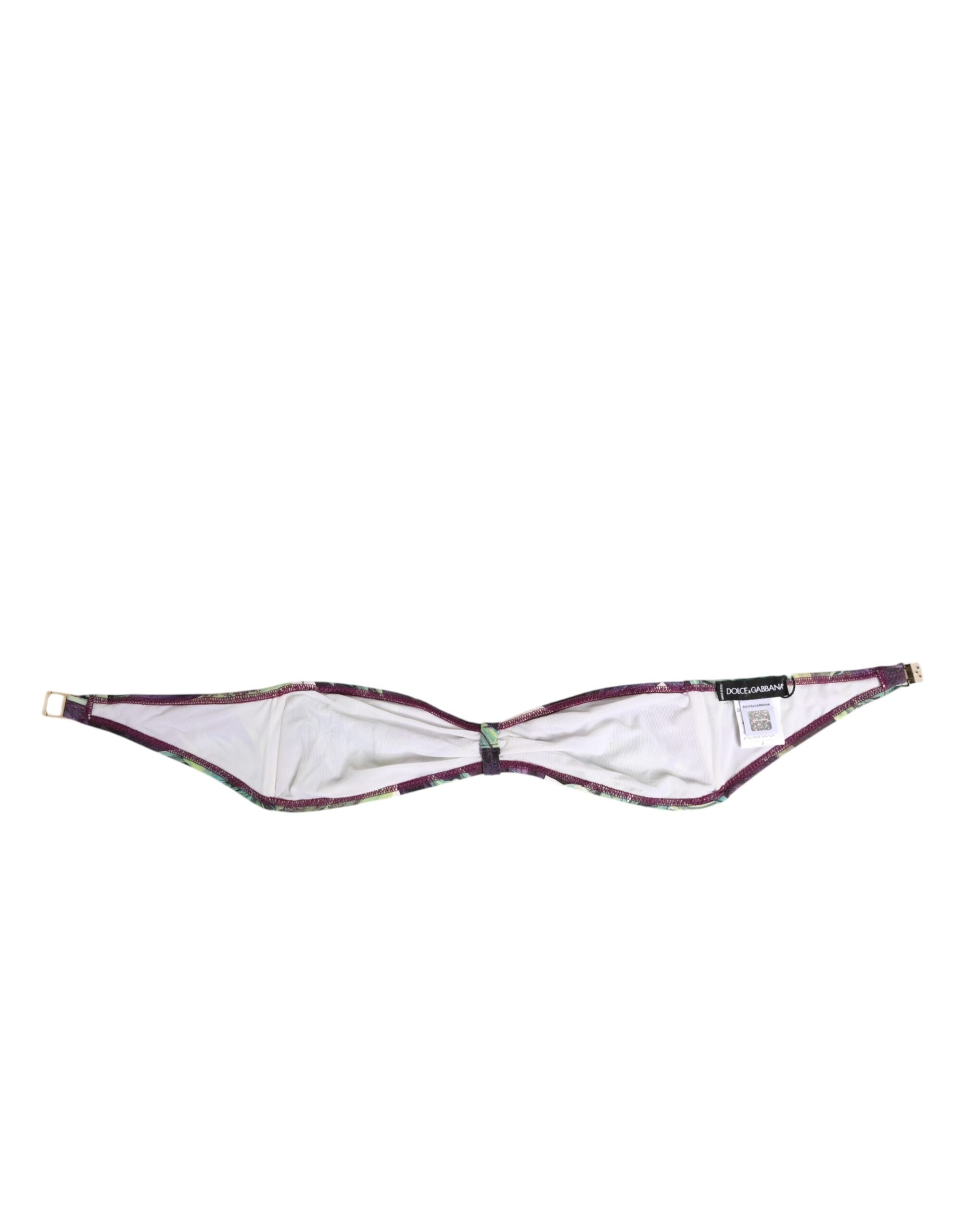 Dolce & Gabbana Purple Green Leaf Print Bandeau Swimwear Underwear